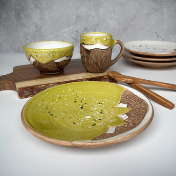 Handmade ceramic plates “Mountains” 21 cm, serving plate, plate set, handmade dishes