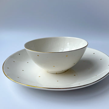 Handmade ceramic bowl "Polka dots", plate ceramic handmade luxury set, crockery set, plate and bowl set, gift for home, gift for women, deluxe bowl, serving bowl