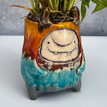 Handmade ceramic decor vase troll handmade home gift, hollow vase funny gift housewarming handmade gift house decoration cute birthday gift