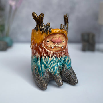 Handmade ceramic decor vase troll handmade home gift, hollow vase funny gift housewarming handmade gift house decoration cute birthday gift