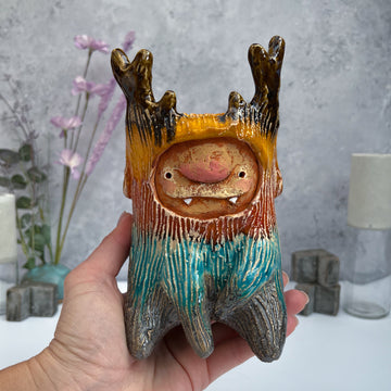 Handmade ceramic decor vase troll handmade home gift, hollow vase funny gift housewarming handmade gift house decoration cute birthday gift