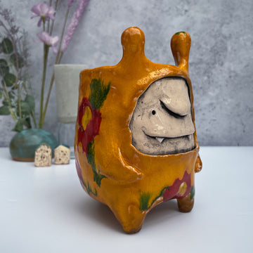 Handmade ceramic decor vase troll handmade home gift, hollow vase funny gift housewarming handmade gift house decoration cute birthday gift