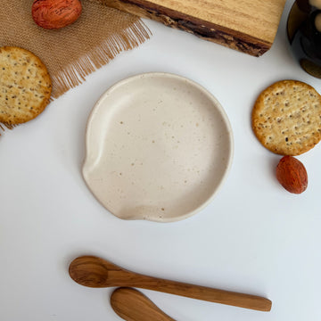 Handmade spoon rest, Light spoon rest, Ceramic, Handmade gift