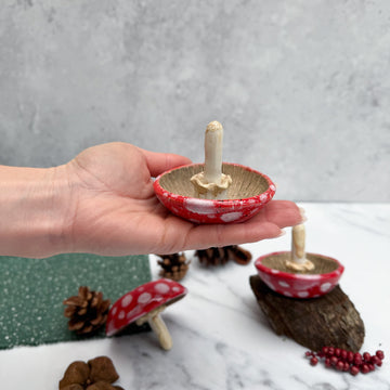 Fly agaric ring holder, jewellery stand, jewelry organiser, jewellery holder, ceramic jewellery holder, handmade ceramic