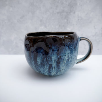 Ceramic mug 450ml blue gradient print coffee mugs tea cups ceramic handmade tea mug floral coffee cup handmade gift for her gift for home