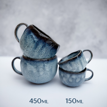 Handmade coffee tea cup Rosokhan blue 150ml tea coffee mug blue gradient housewarming gift