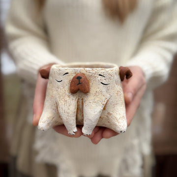 Dog plant vase handmade ceramic decor vase handmade home gift flower vase funny pet housewarming handmade gift house decoration present