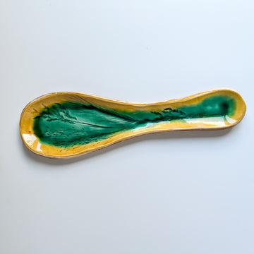 Spoon rest ceramic handmade with floral print spoon holder ceramic spoon rest handmade kitchen decor home gift handmade