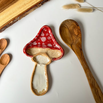 Handmade mushroom fly algaric spoon rest ceramic handmade gift