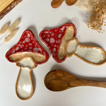 Handmade mushroom fly algaric spoon rest ceramic handmade gift