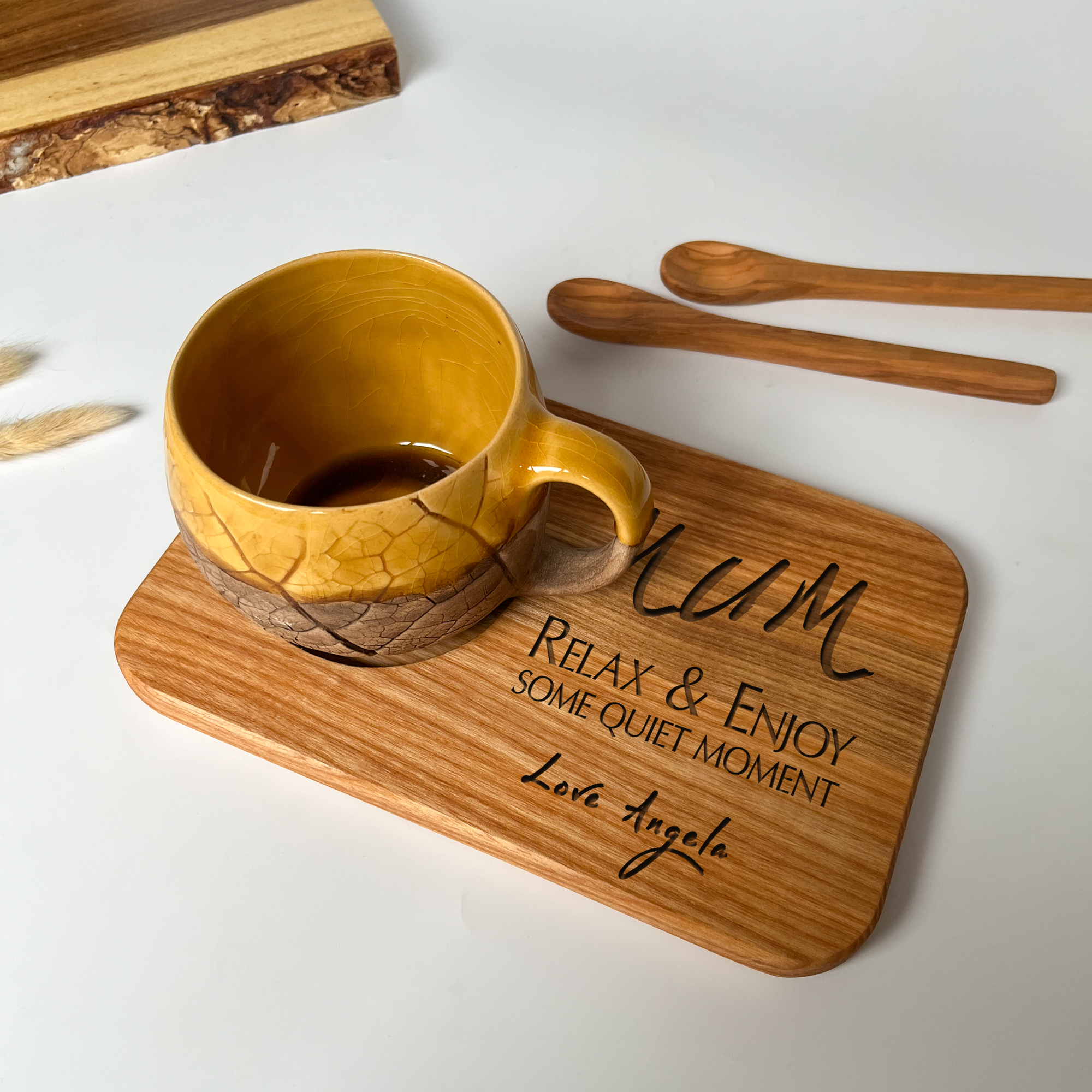 Personalised Custom Engraved Wooden Tea & Biscuit Board Serving Board Novelty Gift Birthday Valentines Housewarming Wedding Christmas