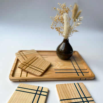 Wooden epoxy resin tray, wooden epoxy resin coasters, epoxy resin set, gift for home