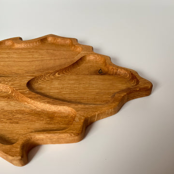 Leaf wooden sectional platter, wine plate, platter for cheese nuts and snacks, tea biscuits board, partitioned tray