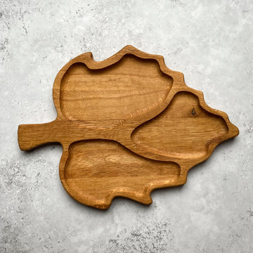 Leaf wooden sectional platter, wine plate, platter for cheese nuts and snacks, tea biscuits board, partitioned tray