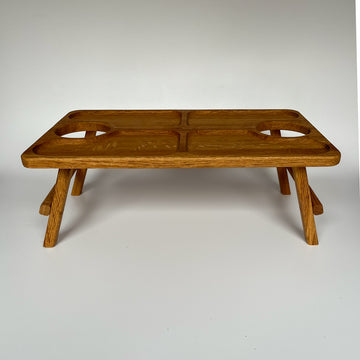 Wooden sectional table for serving breakfast, picnic, platter for cheese, nuts and snacks, serving board, tea and biscuits boards