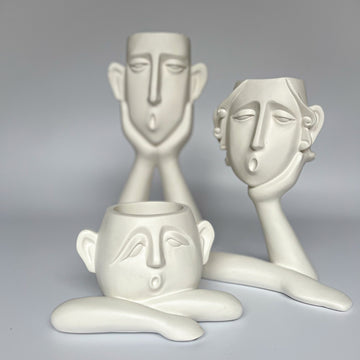 Family figurines handmade pot holders, decorative vases, plant pots, vase set, plant set, indoor planters, gift for home