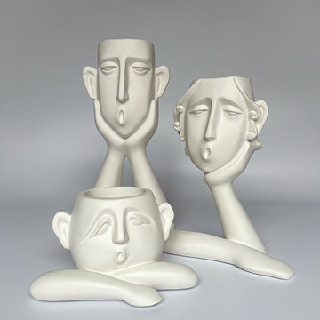 Family figurines handmade pot holders, decorative vases, plant pots, vase set, plant set, indoor planters, gift for home