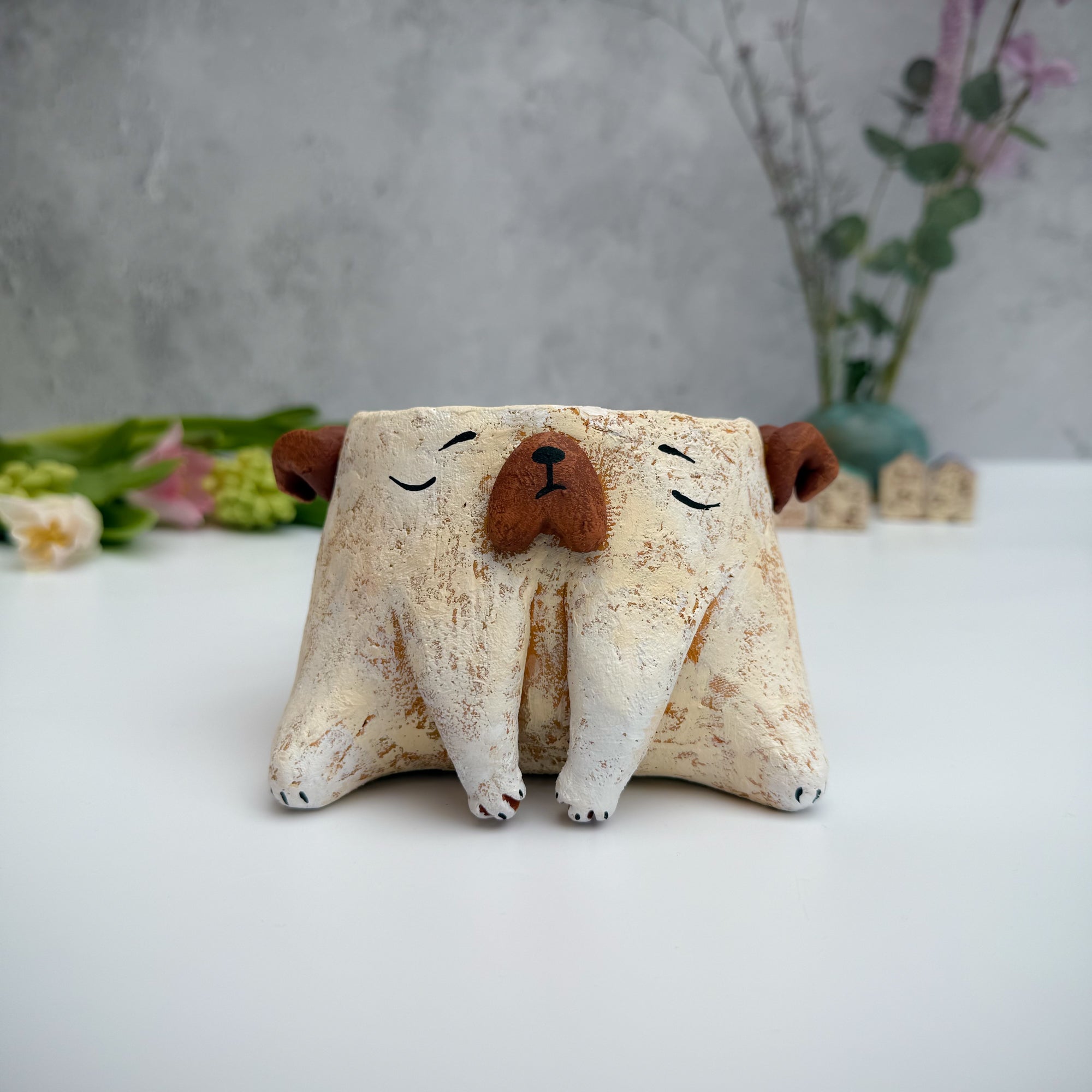 Dog plant vase handmade ceramic decor vase handmade home gift flower vase funny pet housewarming handmade gift house decoration present