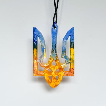 Ukrainian trident ornament, Epoxy tryzub pendant, car decoration, Ukrainian symbol gift