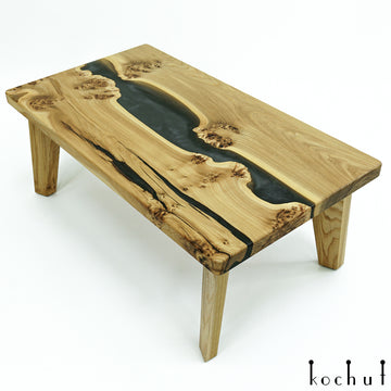 Epoxy resin handmade elm table Morion, coffee table